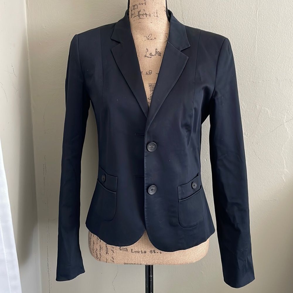 EUC Sisley 2 Button Black Blazer Jacket - Size 44EU/Size 10